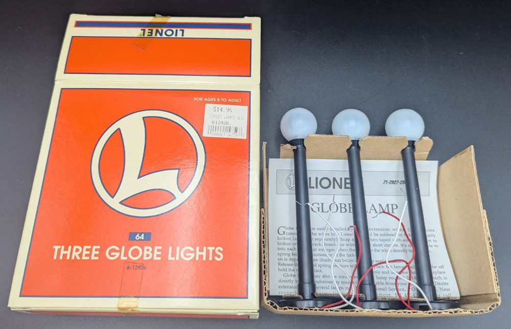 Lionel Three Globe Lights O Gauge #6-12926 No.64 Untested